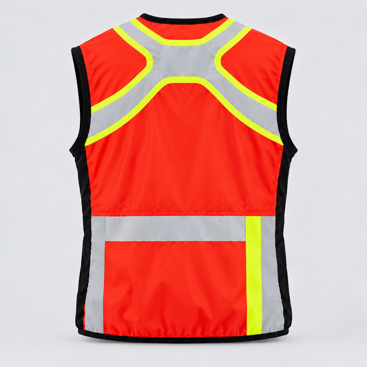 Gilet Serie POWER tipo SOCCORSO ALPINO Rosso Fluo/Nero