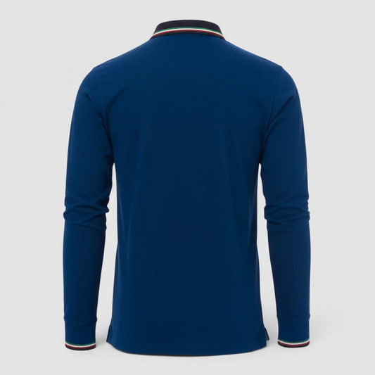 Polo 100% cotone piquet TRICOLORE PAYPER M/LUNGA Royal