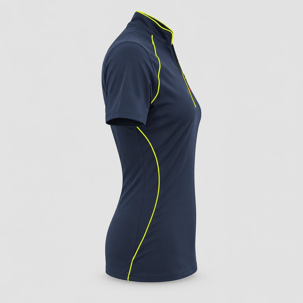 Polo Tecnica BLITZ manica corta poliammide/elastan Blu Navy/Giallo Fluo