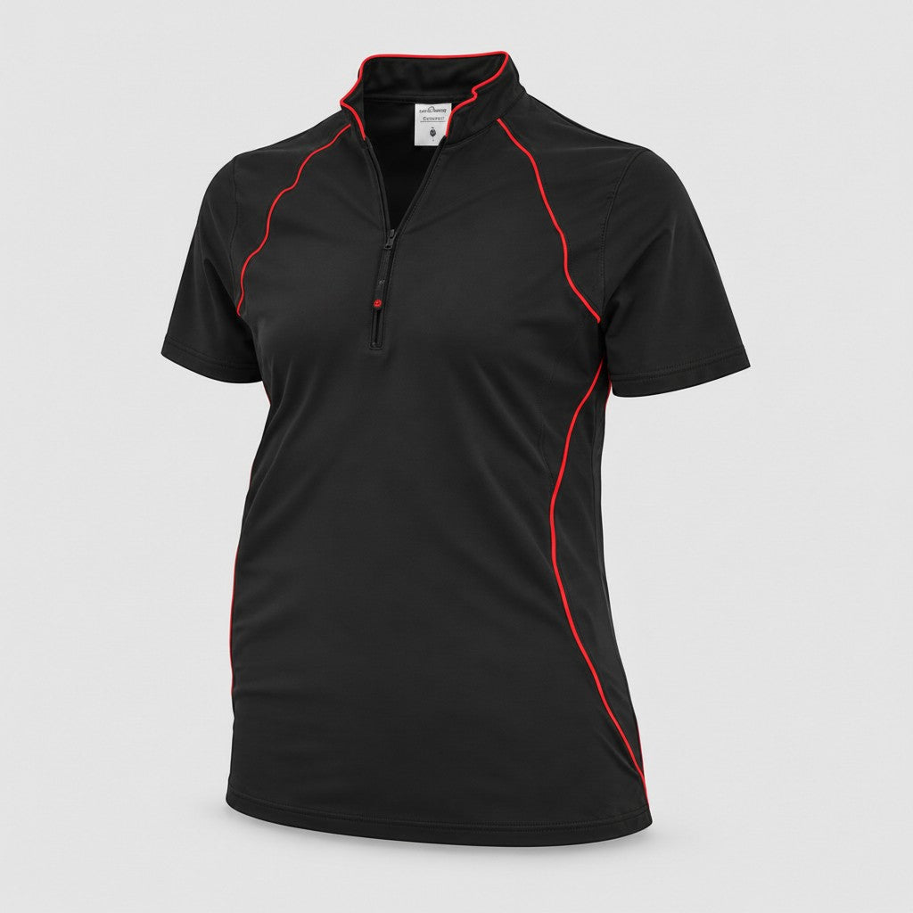 Polo Tecnica BLITZ manica corta poliammide/elastan Nero/Rosso Fluo