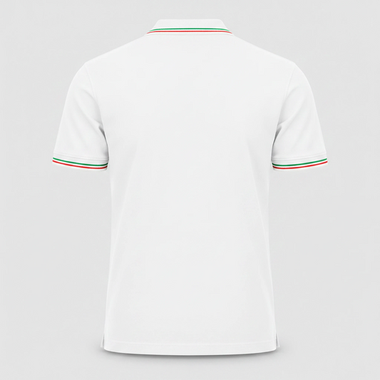 Polo ITALIA 100% cot. piquet tricolore PAYPER m/corta Bianco