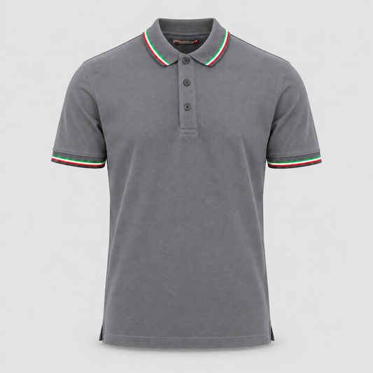 Polo ITALIA 100% cot. piquet tricolore PAYPER m/corta Grigio
