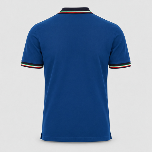 Polo ITALIA 100% cot. piquet tricolore PAYPER m/corta Royal