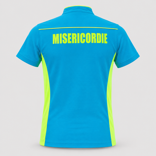 Maglia tecnica RACE piquet cotone/elastan Giallo Fluo/Ciano