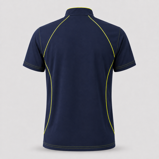 Polo Tecnica SPEED in Cotone Blu Navy/Giallo Fluo
