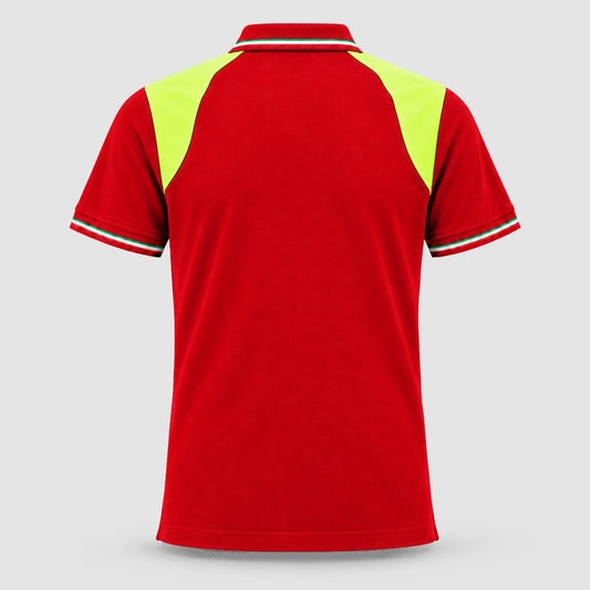 Polo art. TRIC16 Manica Corta Rosso Ban/Giallo Fluo