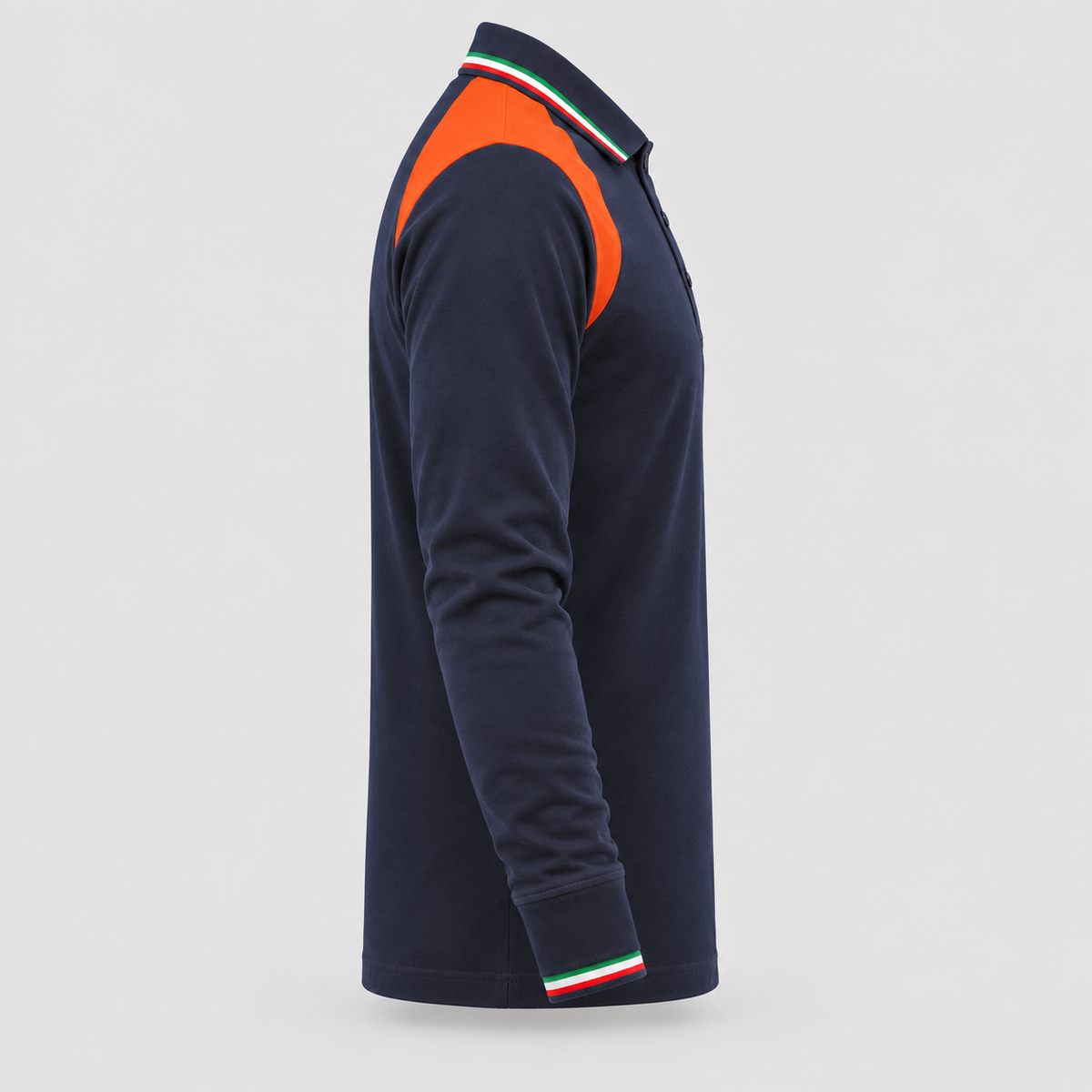 Polo art. TRIC16 Manica lunga Blu Navy / Rosso Fluo