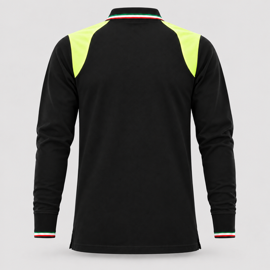 Polo art. TRIC16 Manica lunga Nero/Giallo Fluo