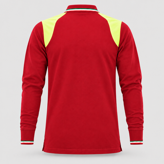 Polo art. TRIC16 Manica lunga Rosso Ban/Giallo Fluo
