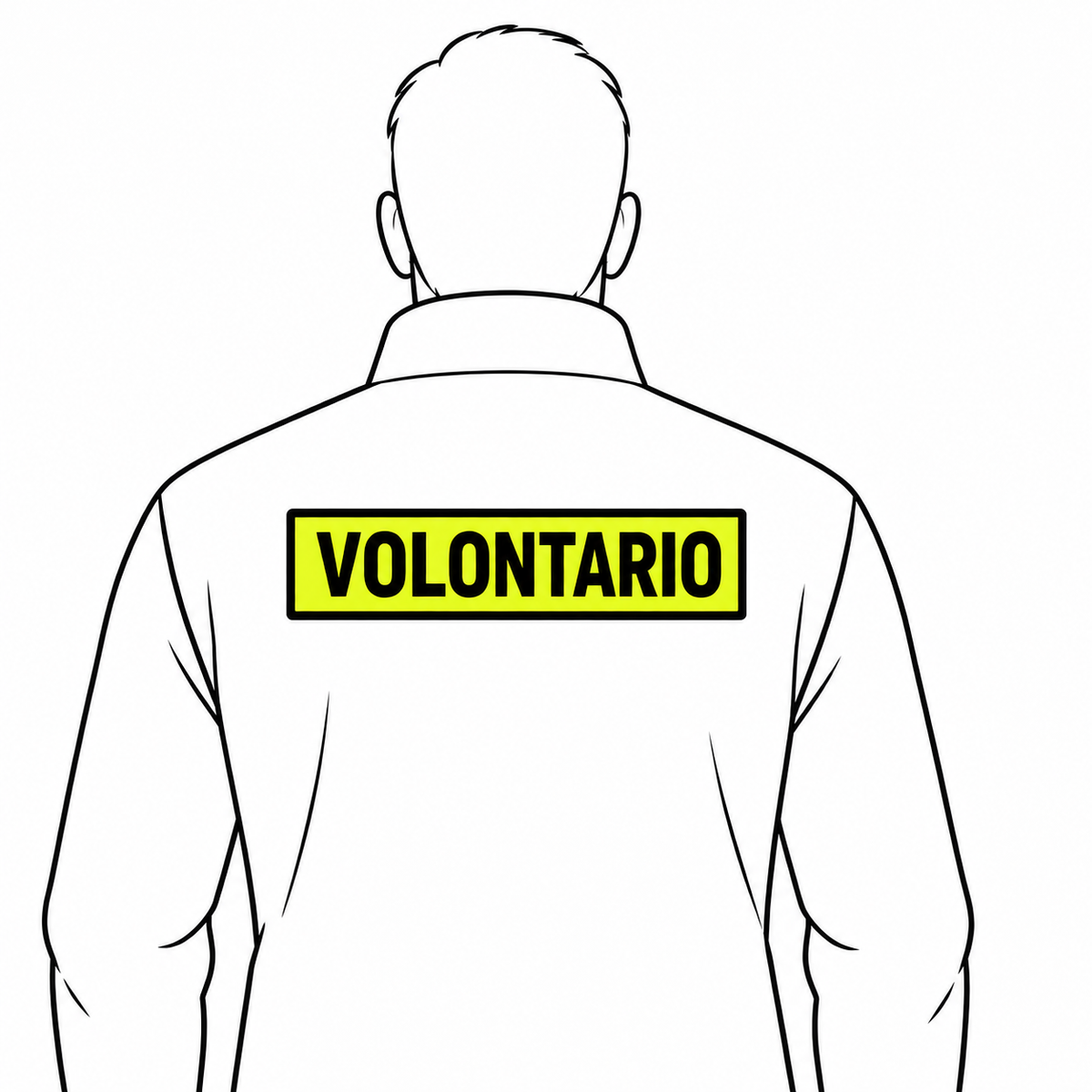 Esempio di applicazione sul dorso della patch ricamata VOLONTARIO 25 x 5 cm