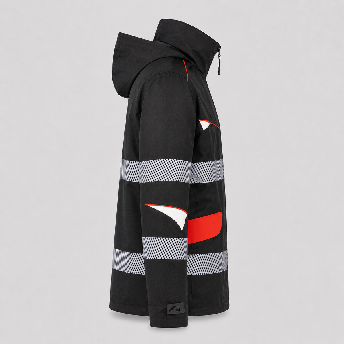 Giaccone idrorepellente TANGO con LED integrato Nero/Rosso Fluo