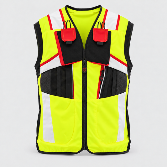 Gilet Serie POWER tipo SOCCORSO ALPINO Giallo Fluo/Nero
