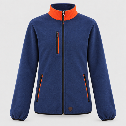 Maglione in Pile art. PILE 3S Blu Navy / Rosso Fluo