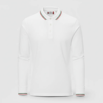 Polo 100% cotone piquet TRICOLORE PAYPER M/LUNGA Bianco
