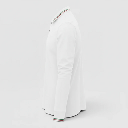 Polo 100% cotone piquet TRICOLORE PAYPER M/LUNGA Bianco