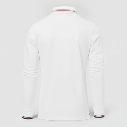 Polo 100% cotone piquet TRICOLORE PAYPER M/LUNGA Bianco