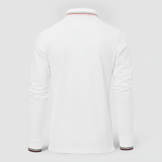 Polo 100% cotone piquet TRICOLORE PAYPER M/LUNGA Bianco
