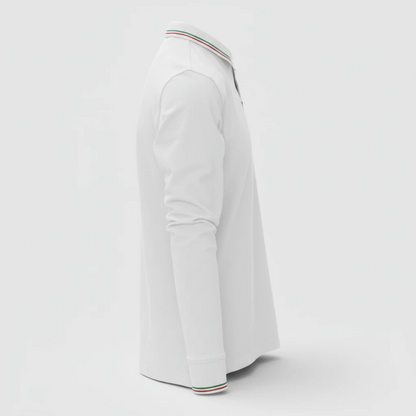 Polo 100% cotone piquet TRICOLORE PAYPER M/LUNGA Bianco