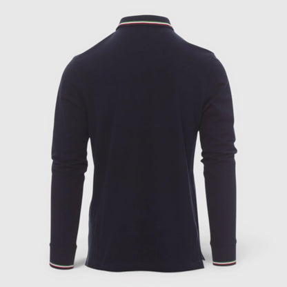 Polo 100% cotone piquet TRICOLORE PAYPER M/LUNGA Blu Navy