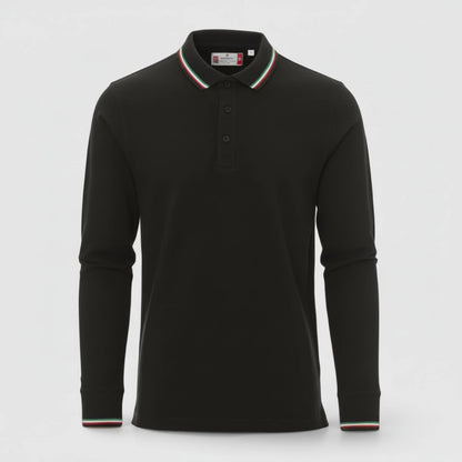 Polo 100% cotone piquet TRICOLORE PAYPER M/LUNGA Nero