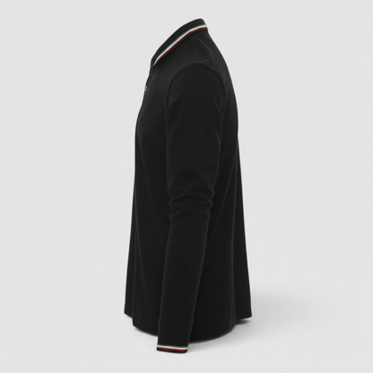Polo 100% cotone piquet TRICOLORE PAYPER M/LUNGA Nero