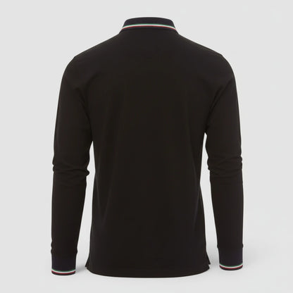 Polo 100% cotone piquet TRICOLORE PAYPER M/LUNGA Nero