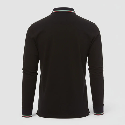 Polo 100% cotone piquet TRICOLORE PAYPER M/LUNGA Nero