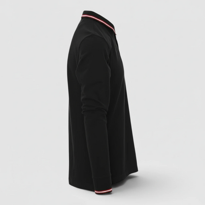 Polo 100% cotone piquet TRICOLORE PAYPER M/LUNGA Nero