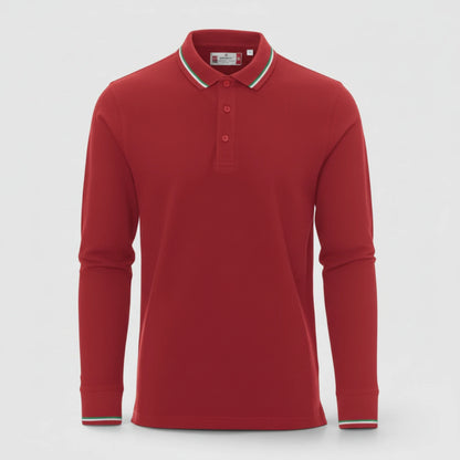 Polo 100% cotone piquet TRICOLORE PAYPER M/LUNGA Rosso Ban