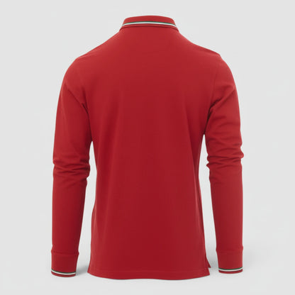 Polo 100% cotone piquet TRICOLORE PAYPER M/LUNGA Rosso Ban