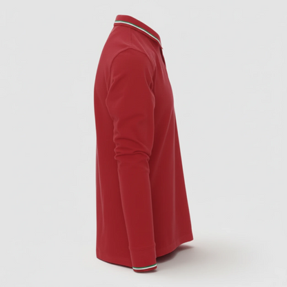 Polo 100% cotone piquet TRICOLORE PAYPER M/LUNGA Rosso Ban