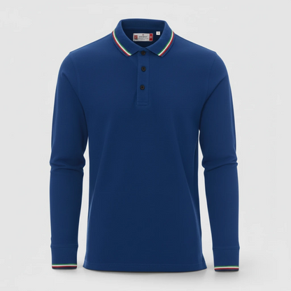 Polo 100% cotone piquet TRICOLORE PAYPER M/LUNGA Royal