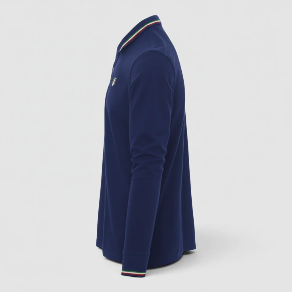 Polo 100% cotone piquet TRICOLORE PAYPER M/LUNGA Royal