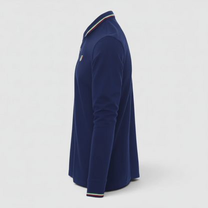 Polo 100% cotone piquet TRICOLORE PAYPER M/LUNGA Royal