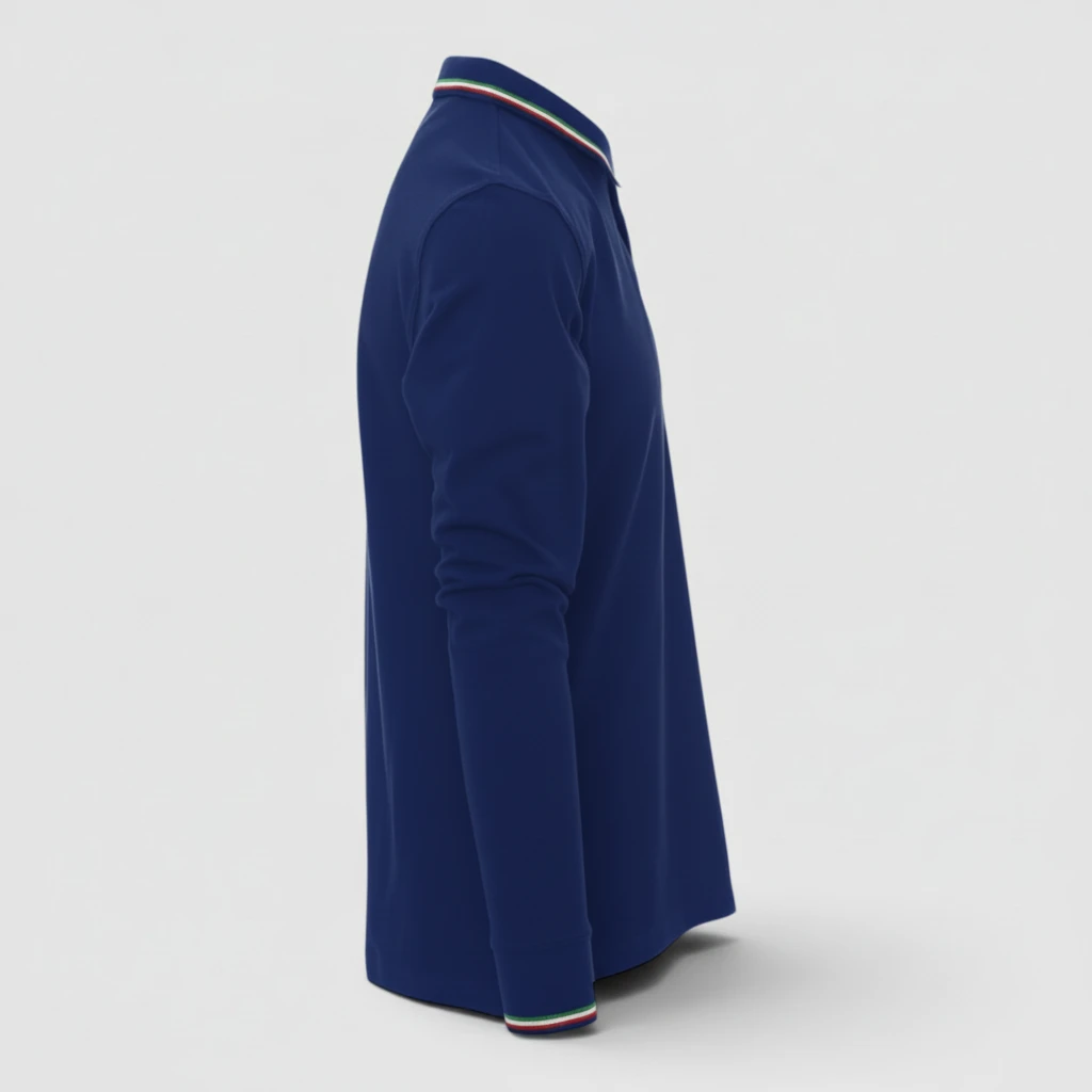 Polo 100% cotone piquet TRICOLORE PAYPER M/LUNGA Royal