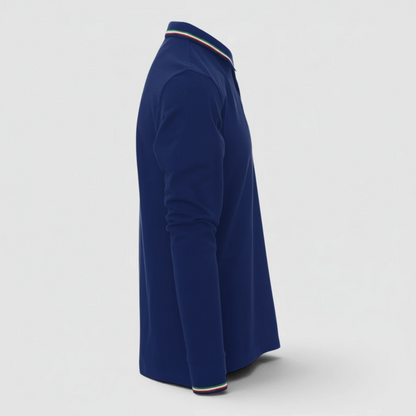 Polo 100% cotone piquet TRICOLORE PAYPER M/LUNGA Royal