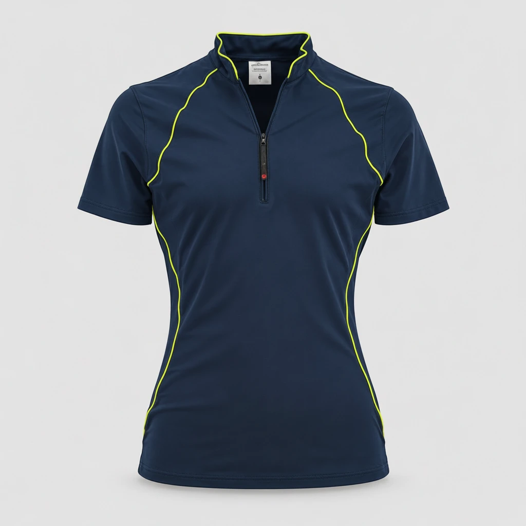 Polo Tecnica BLITZ manica corta poliammide/elastan Blu Navy/Giallo Fluo