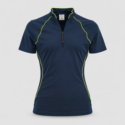 Polo Tecnica BLITZ manica corta poliammide/elastan Blu Navy/Giallo Fluo