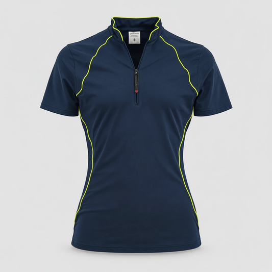 Polo Tecnica BLITZ manica corta poliammide/elastan Blu Navy/Giallo Fluo