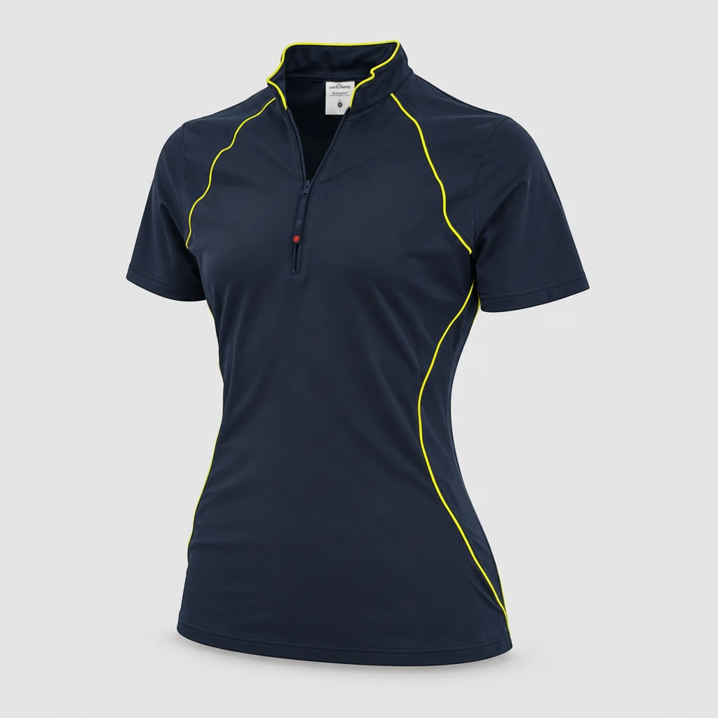 Polo Tecnica BLITZ manica corta poliammide/elastan Blu Navy/Giallo Fluo