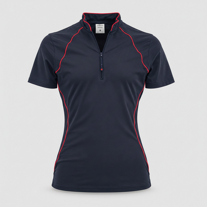 Polo Tecnica BLITZ manica corta poliammide/elastan Blu Navy / Rosso Fluo
