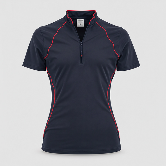 Polo Tecnica BLITZ manica corta poliammide/elastan Blu Navy / Rosso Fluo