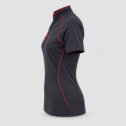 Polo Tecnica BLITZ manica corta poliammide/elastan Blu Navy / Rosso Fluo