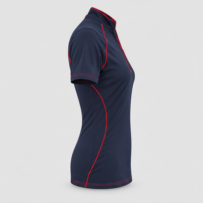 Polo Tecnica BLITZ manica corta poliammide/elastan Blu Navy / Rosso Fluo