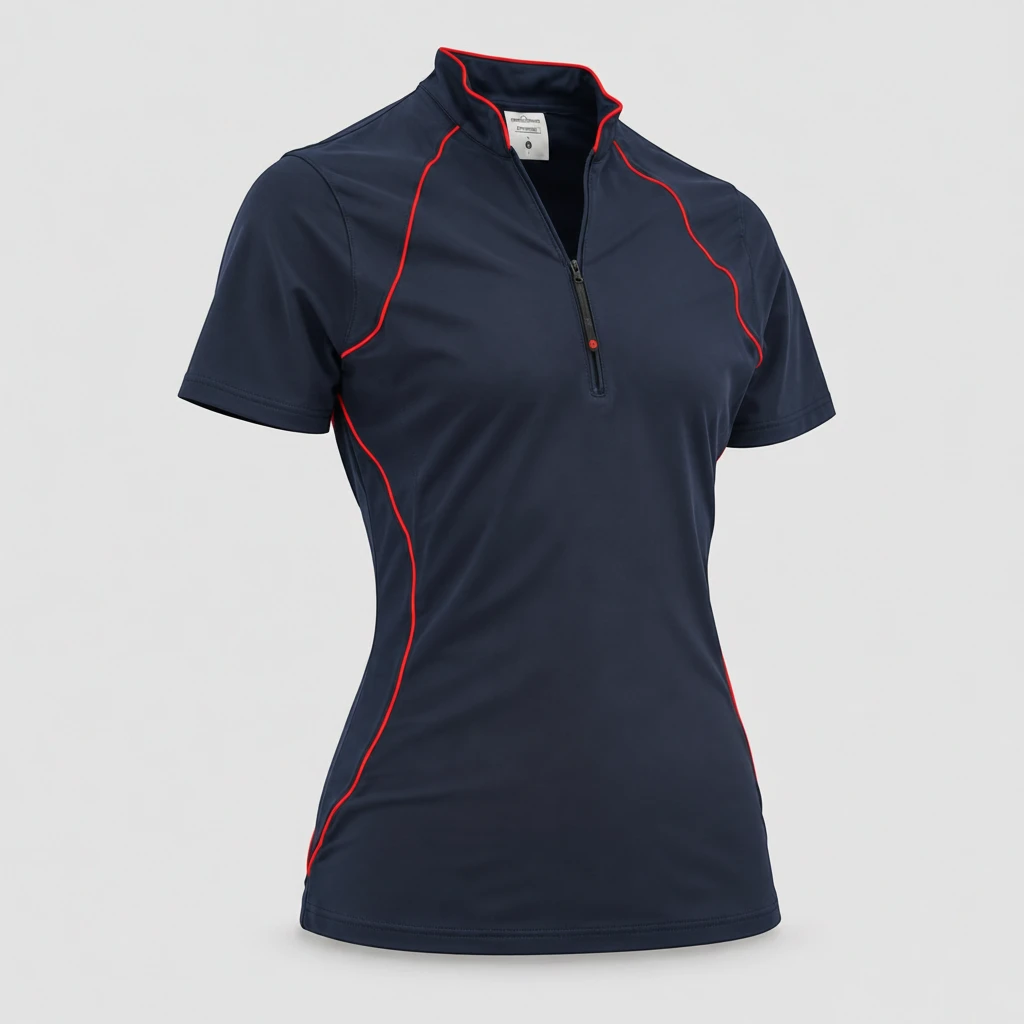 Polo Tecnica BLITZ manica corta poliammide/elastan Blu Navy / Rosso Fluo