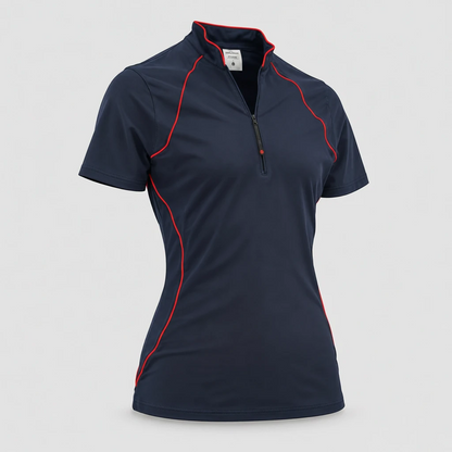 Polo Tecnica BLITZ manica corta poliammide/elastan Blu Navy / Rosso Fluo