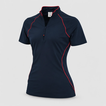 Polo Tecnica BLITZ manica corta poliammide/elastan Blu Navy / Rosso Fluo
