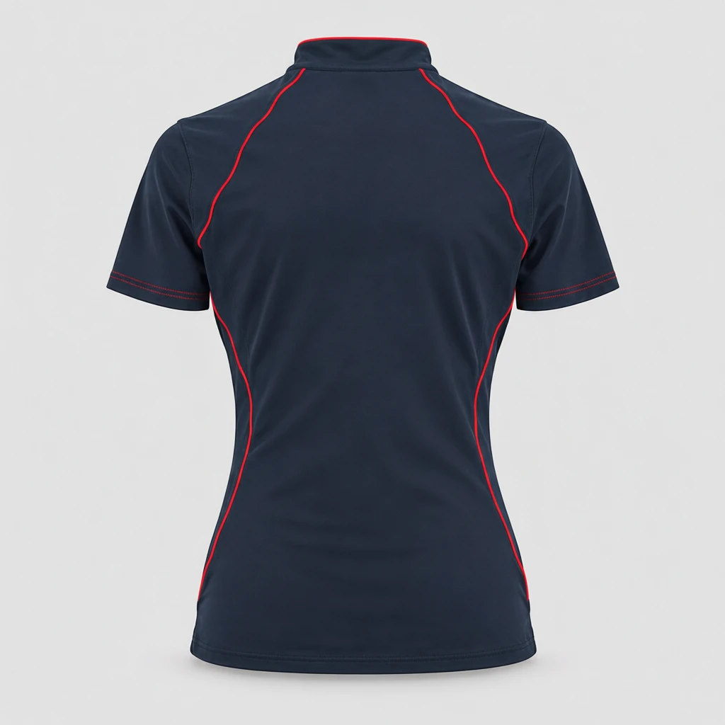 Polo Tecnica BLITZ manica corta poliammide/elastan Blu Navy / Rosso Fluo