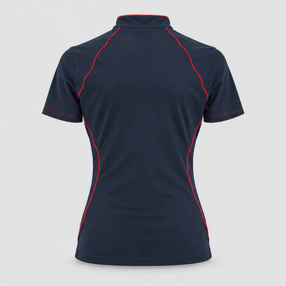Polo Tecnica BLITZ manica corta poliammide/elastan Blu Navy / Rosso Fluo