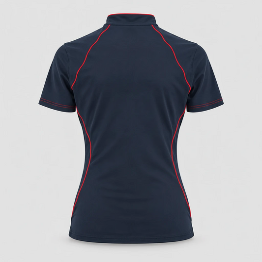 Polo Tecnica BLITZ manica corta poliammide/elastan Blu Navy / Rosso Fluo